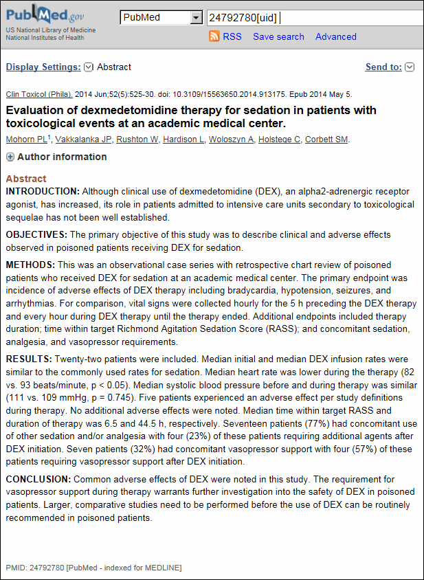 Screen capture of PubMed Abstract Display for a Structured Abstract (effective August 2010).