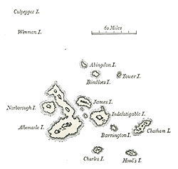 Image of the Galápagos archipelago from Darwin's Journal of researches.