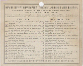 A poster on How to Prevent Consumption (Tuberculosis) and other germs produced by the Gardner Association for the Prevention and Relief of Tuberculosis. On the left are things to try and on the right are things to avoid.