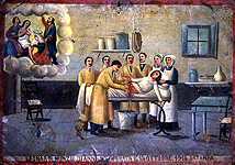 Mujer se sometieron a una cirugía, 1914, óleo sobre hojalata. De la Chiesa dell'ospedale Santa Marta (iglesia del hospital de Santa Martha), Catania, Sicilia. Cortesía Giuseppe Maimone Editore, Catania y Mario Alberghina.