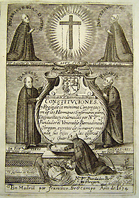 Frontespizio da Constituciones, y reglas de la Minimi Congregacion de los Heramanos, di Bernardino de Obregon, Madrid: Francisco De O Campo, 1634. NLM Unique ID: 9214330