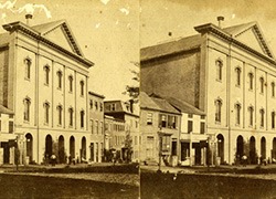 A sepia-toned photograph of a building