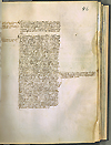 F. 46 recto from Manuscript E 23 by Giovanni da Pergola. A hand written manuscript page with annotations in the margins. In the upper right corner written in pencil is the number 46.