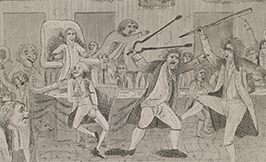 Picture of men in 18th century dress fighting