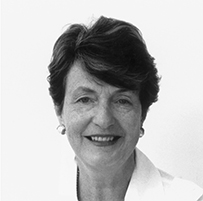 Dr. Helen Caldicott, a White female in a collared shirt smiling for her portrait.