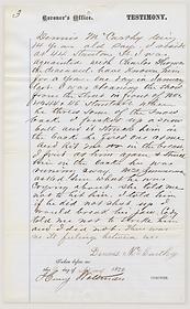 An Inquisition Before Henry Woltman, Coroner, on the Body of Charles Thomas, May 9, 1879