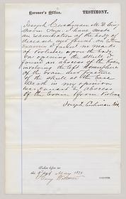 An Inquisition Before Henry Woltman, Coroner, on the Body of Charles Thomas, May 9, 1879