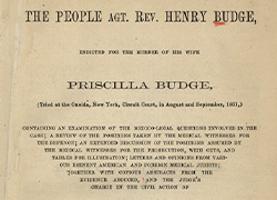 The titlepage of a pamphlet, summary of trial contents, and a stamp from the Surgeon General’s Office Library.