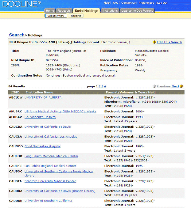 Holdings Results List.