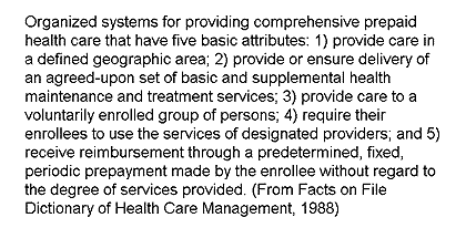 Screen Shot of IGM Metathesaurus Screen Display for Health Maintenance Organizations