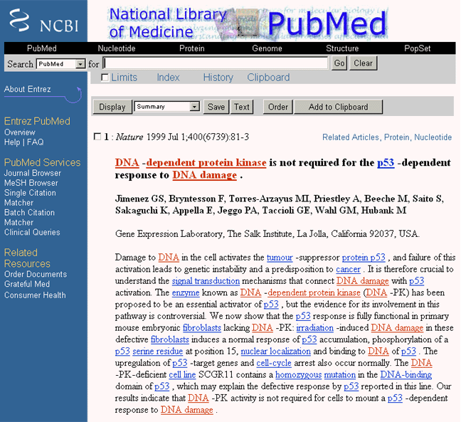 Figure 2 - Book Hypertext Display