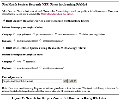 Figure 2: Search for Mammogram Using HSR Filters Search Page