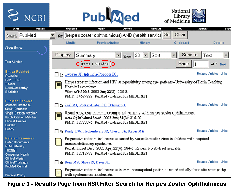 Figure 3: Results Page from HSR Filter Search for Mammogram