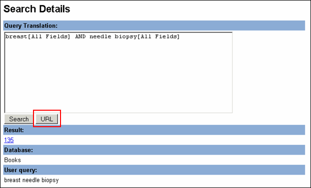Screen capture of Details for the search  query “breast needle biopsy”.
