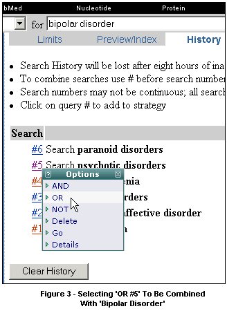 Figure 3: Selecting 'OR #5' To Be Combined With 'bipolar disorder'