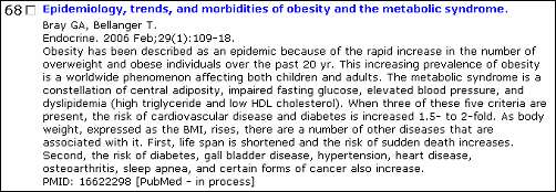 Screen capture of PubMed brief display including the added field (Abstract).