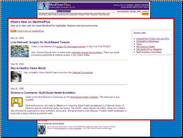 What’s New on MedlinePlus page