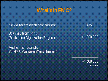 What's in PMC?