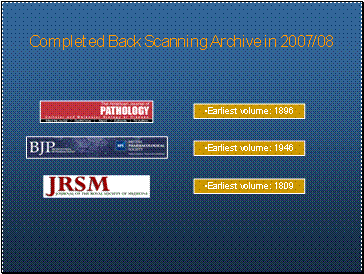 Completed Back Scanning Archive in 2007/08
