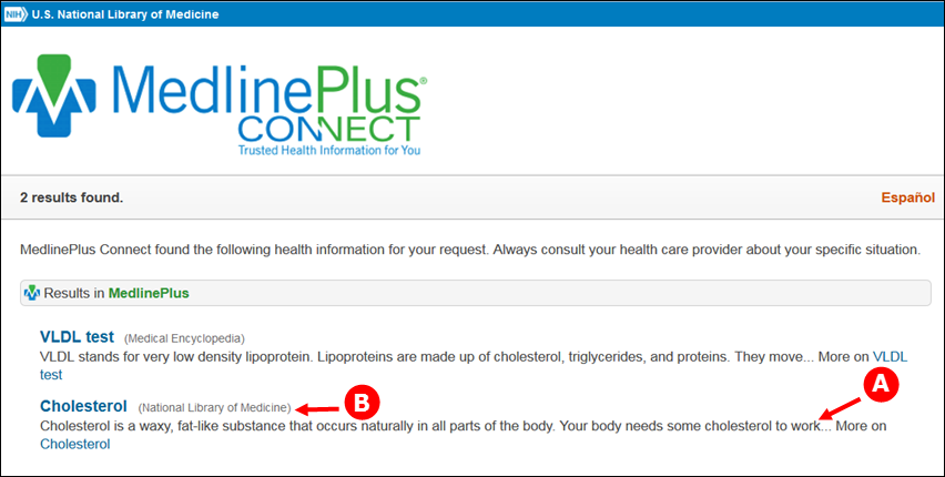  New LOINC response on MedlinePlus Connect