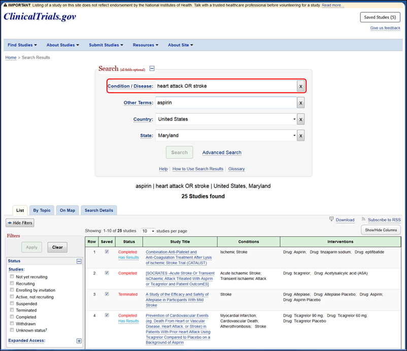 Results page with fielded search for refining searches