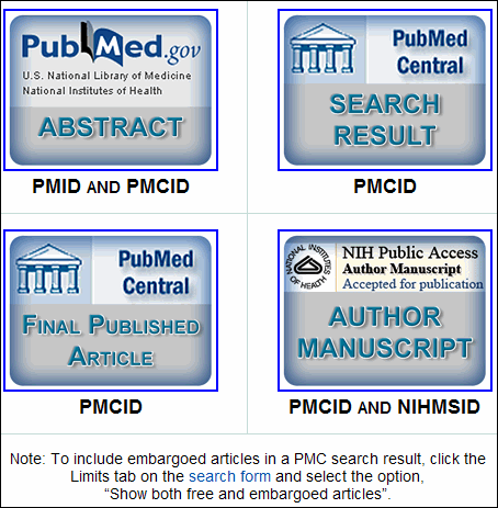 Screen capture of Table for finding article reference numbers