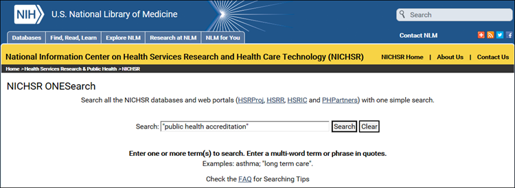 onesearch search for public health accreditation.