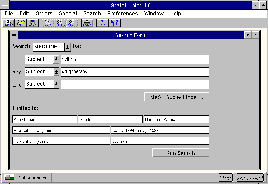 Figure 1 - Grateful Med Search Form